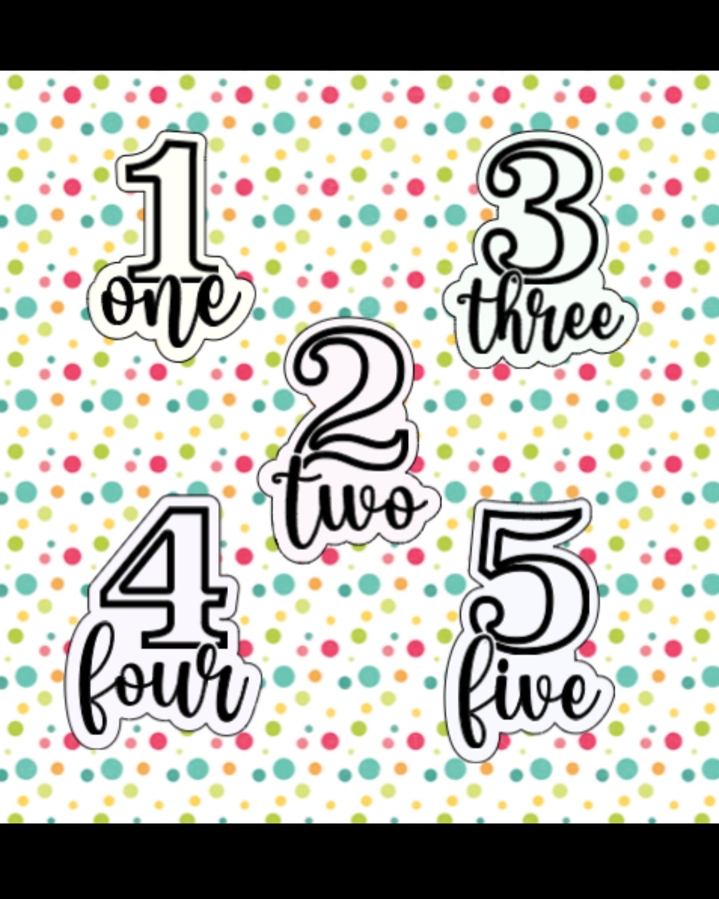 Number cookie cutters with matching stencils 1-5